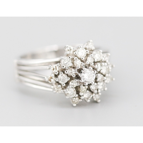 120 - Finely Detailed Diamond Cluster Set Ring Mounted in 18 Carat White Gold Ring Size R