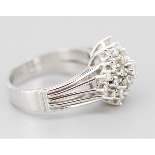 120 - Finely Detailed Diamond Cluster Set Ring Mounted in 18 Carat White Gold Ring Size R