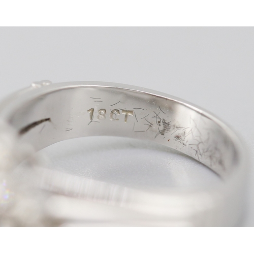 120 - Finely Detailed Diamond Cluster Set Ring Mounted in 18 Carat White Gold Ring Size R