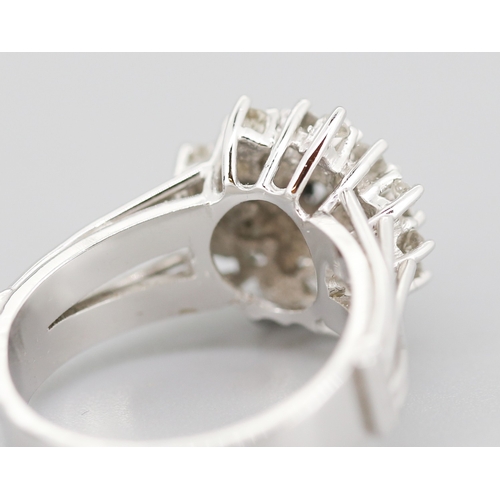 120 - Finely Detailed Diamond Cluster Set Ring Mounted in 18 Carat White Gold Ring Size R