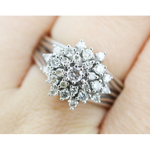 120 - Finely Detailed Diamond Cluster Set Ring Mounted in 18 Carat White Gold Ring Size R