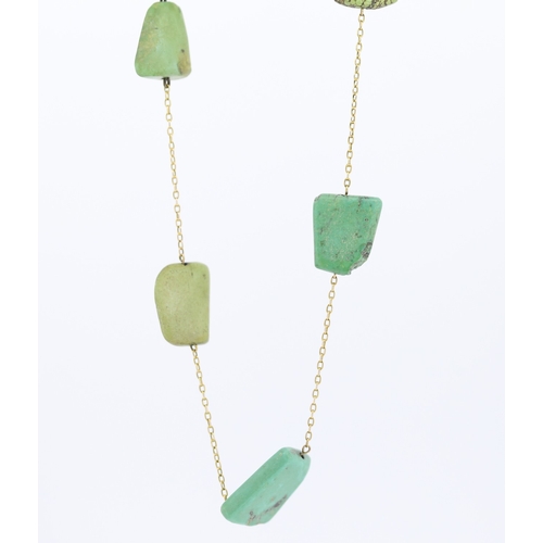 242 - Agate Five Stone Necklace Set on 9 Carat Yellow Gold 50cm Long