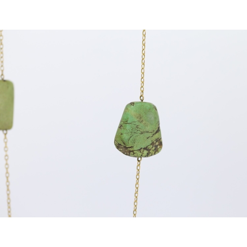 242 - Agate Five Stone Necklace Set on 9 Carat Yellow Gold 50cm Long