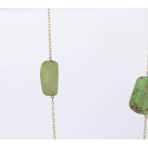 242 - Agate Five Stone Necklace Set on 9 Carat Yellow Gold 50cm Long