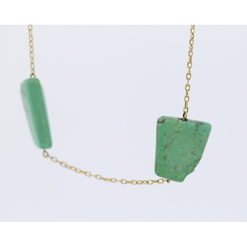 242 - Agate Five Stone Necklace Set on 9 Carat Yellow Gold 50cm Long