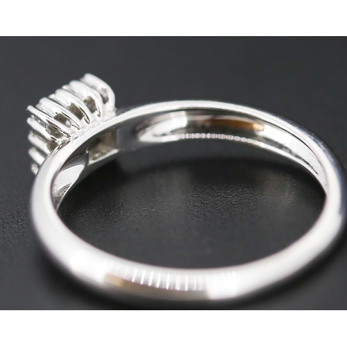 243 - Princess Cut Diamond Centre Stone Ring with Round Cut Diamond Set Surround Mounted in 18 Carat White... 