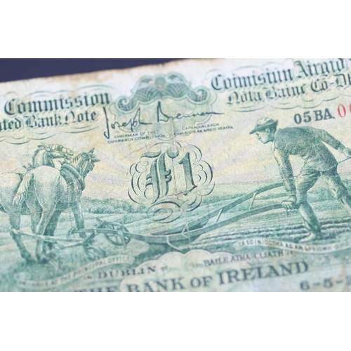 251 - One Pound Ploughman Banknote Issued by Bank of Ireland 6-5-29