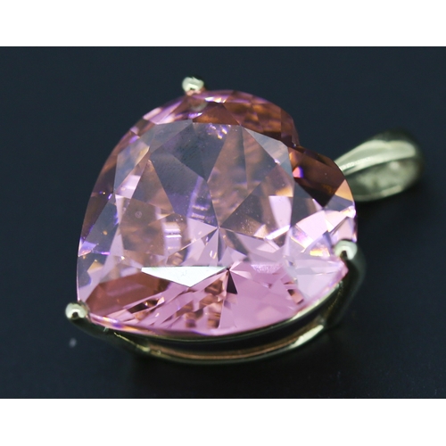 253 - Heart Form Gemset Statement Pendant Mounted in 9 Carat Yellow Gold 3cm High