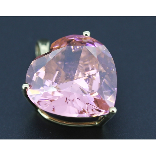 253 - Heart Form Gemset Statement Pendant Mounted in 9 Carat Yellow Gold 3cm High