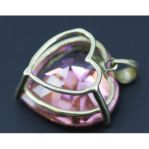 253 - Heart Form Gemset Statement Pendant Mounted in 9 Carat Yellow Gold 3cm High