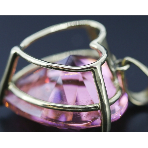 253 - Heart Form Gemset Statement Pendant Mounted in 9 Carat Yellow Gold 3cm High