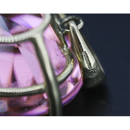 253 - Heart Form Gemset Statement Pendant Mounted in 9 Carat Yellow Gold 3cm High