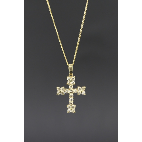 257 - Finely Detailed Diamond Set Cross Pendant Mounted in 18 Carat Yellow Gold 2.5cm Set on 18 Carat Yell... 