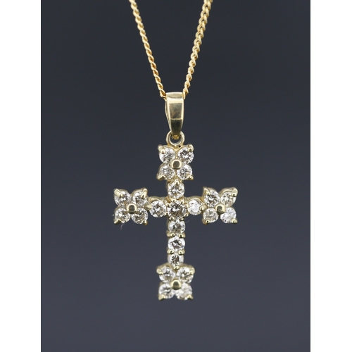 257 - Finely Detailed Diamond Set Cross Pendant Mounted in 18 Carat Yellow Gold 2.5cm Set on 18 Carat Yell... 