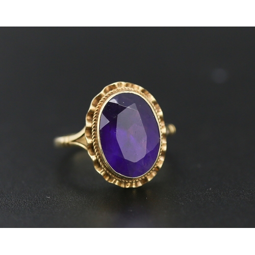 258 - Amethyst Set Single Stone Ring Mounted in 9 Carat Yellow Gold Ring Size O