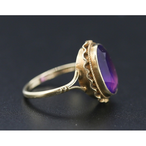 258 - Amethyst Set Single Stone Ring Mounted in 9 Carat Yellow Gold Ring Size O