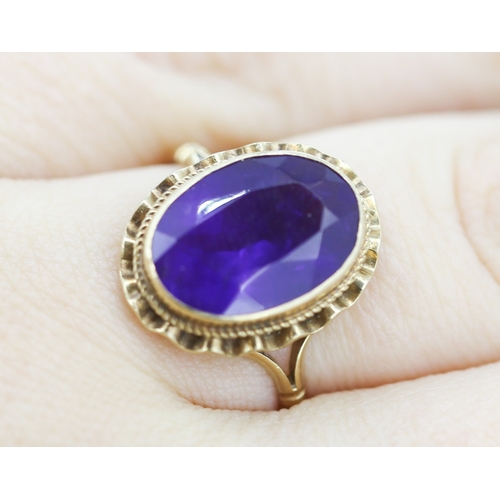 258 - Amethyst Set Single Stone Ring Mounted in 9 Carat Yellow Gold Ring Size O