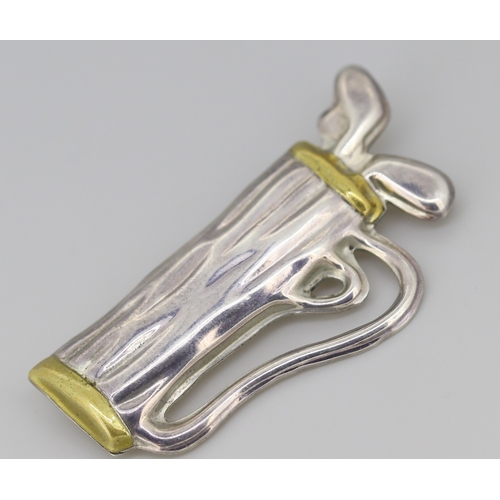 261 - Sterling Silver Golf Club Motif Brooch 6.5cm