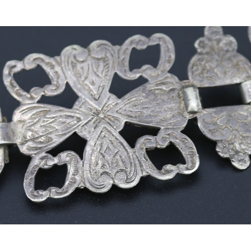 263 - Finely Detailed Silver Plated Antique Nurses Belt 68cm Long