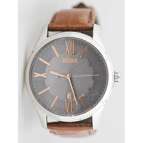 264 - Boss Hugo Boss Gentleman's Wristwatch Rose Gold Roman Numerals Date Aperture