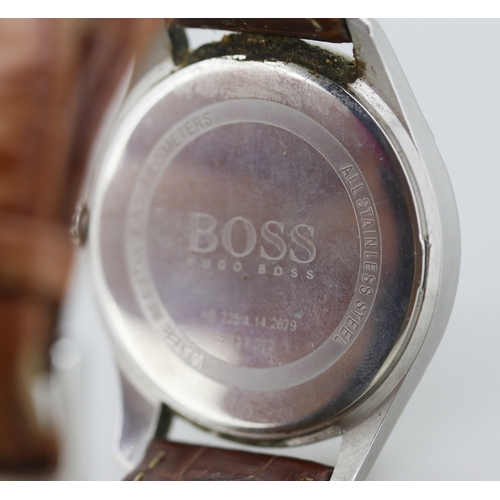 264 - Boss Hugo Boss Gentleman's Wristwatch Rose Gold Roman Numerals Date Aperture