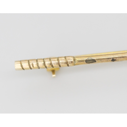 268 - Pearl Set 9 Carat Yellow Gold Golf Club Motif Brooch 6.5cm