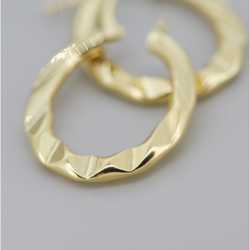 279 - Pair of Moder Form Oval Hoop Earrings Mounted in 9 Carat Yellow Gold 3cm