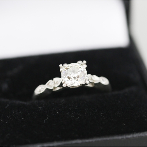 285 - Finely Detailed Diamond Solitaire with Further Diamond Inset to Shoulders Mounted in 18 Carat White ... 