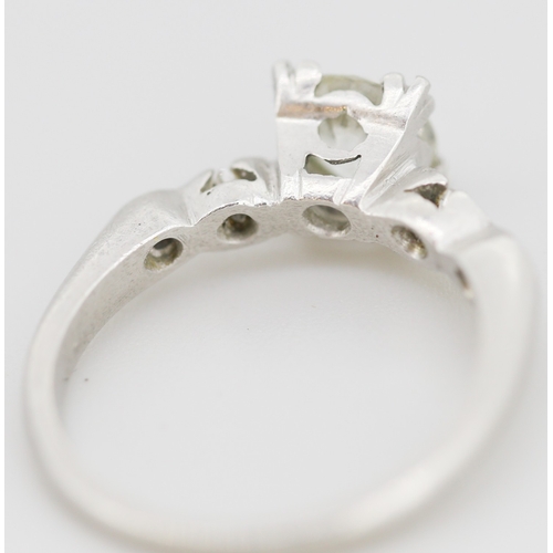 285 - Finely Detailed Diamond Solitaire with Further Diamond Inset to Shoulders Mounted in 18 Carat White ... 