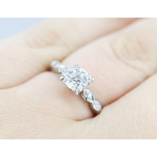 285 - Finely Detailed Diamond Solitaire with Further Diamond Inset to Shoulders Mounted in 18 Carat White ... 