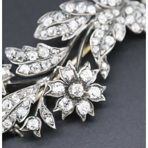291 - Finely Detailed Diamond Floral Spray Motif Brooch Mounted in 14 Carat White Gold 6.5cm