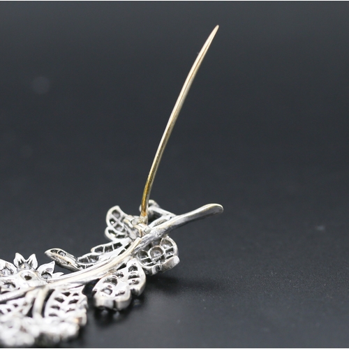 291 - Finely Detailed Diamond Floral Spray Motif Brooch Mounted in 14 Carat White Gold 6.5cm