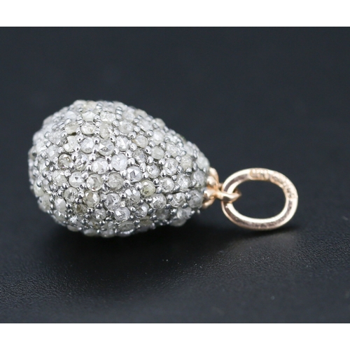294 - Diamond Set Russian Egg Pendant with 14 Carat Rose Gold Bail 2cm