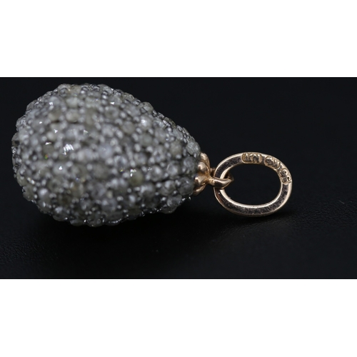 294 - Diamond Set Russian Egg Pendant with 14 Carat Rose Gold Bail 2cm