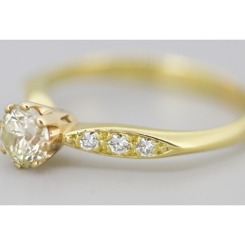 300 - Diamond Solitaire Eight Claw Set Mounted in 18 Carat Yellow Gold Further Diamonds Set to Shoulders T... 