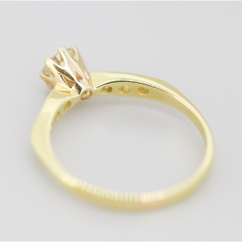 300 - Diamond Solitaire Eight Claw Set Mounted in 18 Carat Yellow Gold Further Diamonds Set to Shoulders T... 