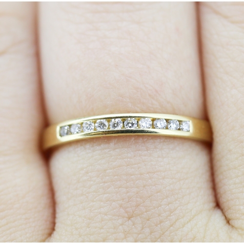 315 - Diamond Ten Stone Channel Set Band Ring Mounted in 18 Carat Yellow Gold Ring Size R