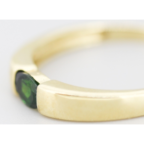 320 - Diopside Single Stone Set Ring Mounted in 9 Carat Yellow Gold Ring Size T and a Half