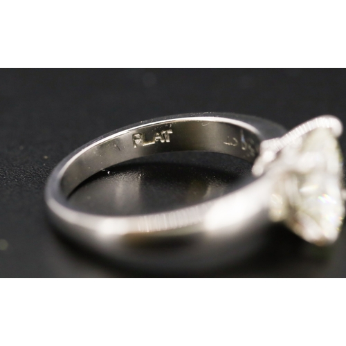 338 - Diamond Solitaire Four Claw Set Mounted in Platinum Total Diamond Carat Weight 2.6ct Ring Size O