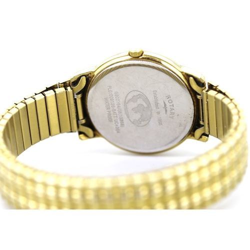 341 - Rotary Gentleman's Gold Tone Quartz Wristwatch Day-Date Aperture with Presentation Box and Certifica... 