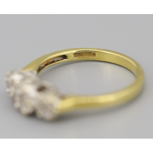 48 - Diamond Set Tri-Cluster Set Ring Mounted in 18 Carat Yellow Gold Ring Size O