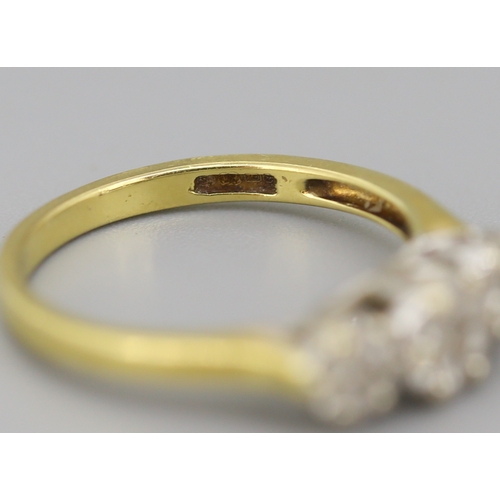 48 - Diamond Set Tri-Cluster Set Ring Mounted in 18 Carat Yellow Gold Ring Size O