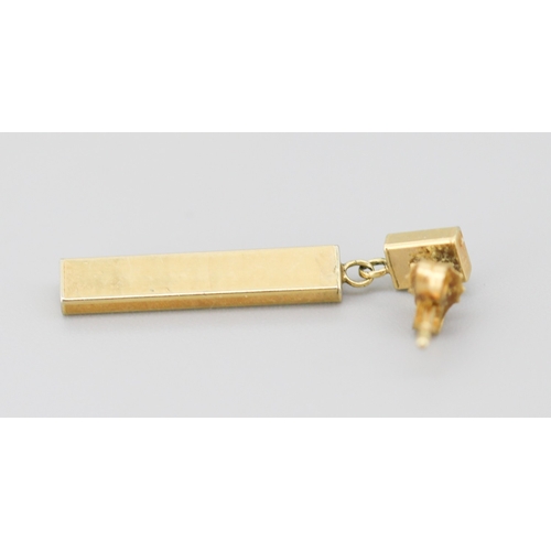 49 - Pair of Greek Key Motif Bar Drop Earrings Mounted in 9 Carat Yellow Gold 3cm Drop