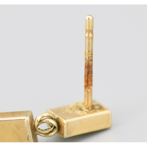 49 - Pair of Greek Key Motif Bar Drop Earrings Mounted in 9 Carat Yellow Gold 3cm Drop