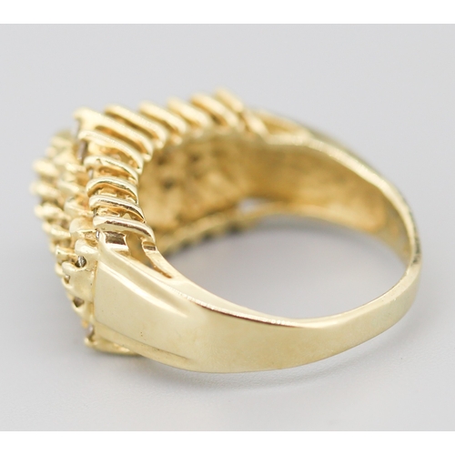 50 - Attractively Detailed Diamond Set Five Row Cluster Ring Mounted in 10 Carat Yellow Gold Ring Size O