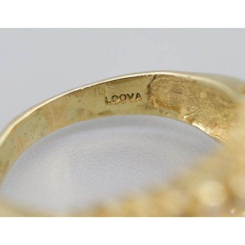 50 - Attractively Detailed Diamond Set Five Row Cluster Ring Mounted in 10 Carat Yellow Gold Ring Size O