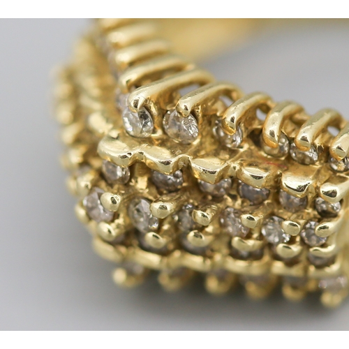 50 - Attractively Detailed Diamond Set Five Row Cluster Ring Mounted in 10 Carat Yellow Gold Ring Size O