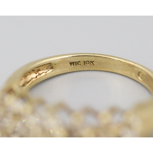 51 - Finely Detailed Diamond Set Three Row Cluster Ring Mounted in 10 Carat Yellow Gold Ring Size N and a... 