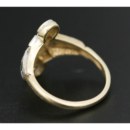 57 - Finely Detailed Diamond Set Panel Form Ring Mounted in 14 Carat Yellow Gold Ring Size J and a Half