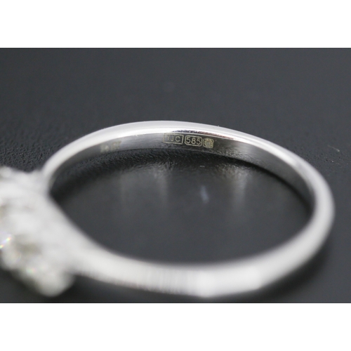 69 - Diamond Three Stone Ring Mounted in 14 Carat White Gold Total Diamond Carat Weight Approximately .75... 